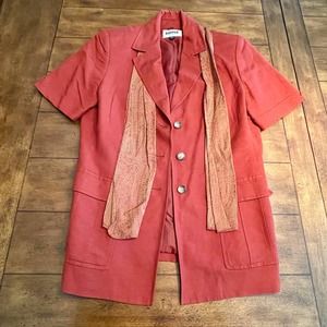 Kasper Petite Linen Orange 3-Button Blazer No Slacks Sz 10P S1136-01